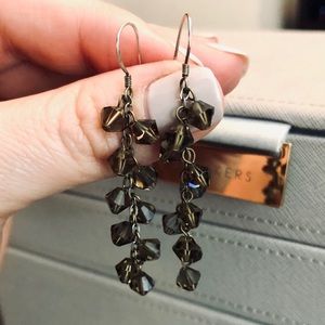 Grey Faceted Bead Drop Earrings